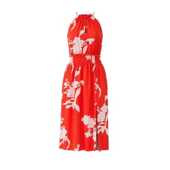 NWT Joie Jerelle Dress 100% Silk Sundress Tropic Red Floral Smocked Waist XS - Picture 3 of 11